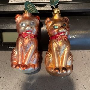 Vintage 1990's Christborn glass cat ornaments